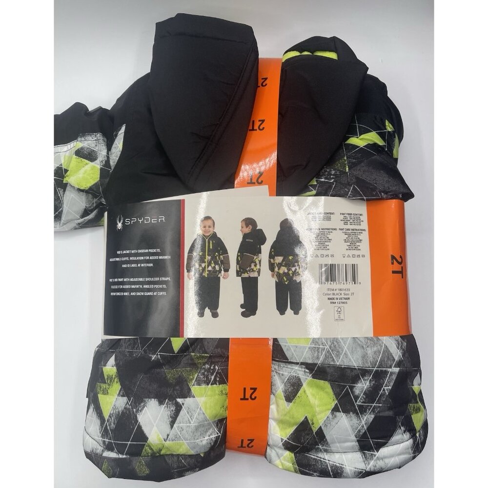 Spyder Snow Bibs Jacket‎ Coat Boys Size 2t Black Yellow - Picture 3 of 5